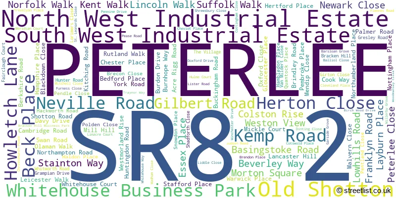 A word cloud for the SR8 2 postcode